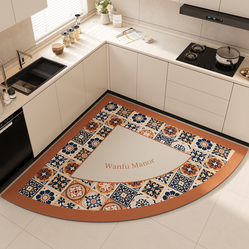 American-Style High-End Kitchen Floor Mats Are Non-Slip, Oil-Proof, Wipeable, and Washable, Diatom Mud Absorbs Water and Oil, and the Carpet Is Absorbent