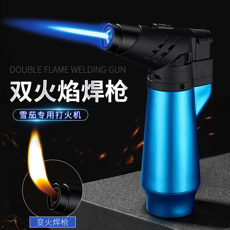 New Moxibustion Lighter Windproof Cigar Welding Gun Straight Flush With Fire Dual-use Mosquito Incense Outdoor Barbecue Lighter Inflatable-Taobao