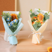 Sunflower knitted bouquet finished wool hand-knitted Teachers Day gift to teachers simulated real immortal flower ornaments