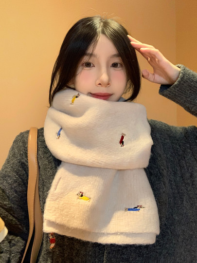 Wool Dachshund Dog Knitted Scarf for Women, Autumn and Winter 2025 New Korean Style, Cute and Warm Neck Warmer