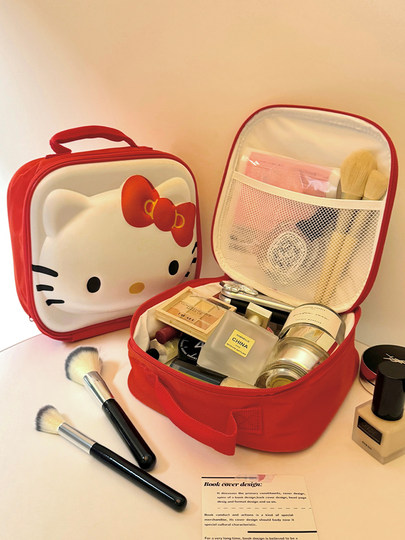 Bolsa de cosméticos portátil Hellokitty para mujer, neceser de viaje de gran capacidad, caja de almacenamiento