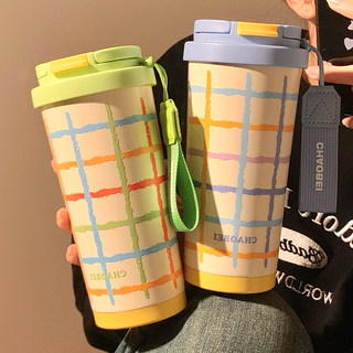 Dopamine Ceramic Liner Thermos Cup for Women, High-Looking Student Portable Stainless Steel Cup, Straw Cup, Coffee Cup