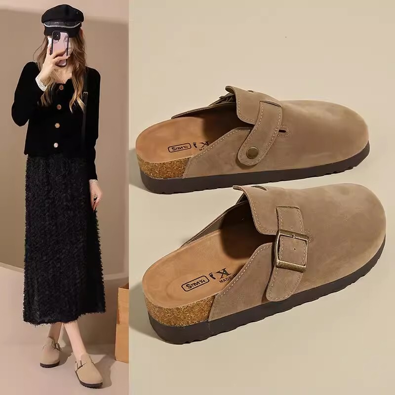 French Uamtor Thick-Soled Birkenstock Slippers for Women 2026 Spring Slip-On Lazy Clogs Cork Birkenstock Shoes