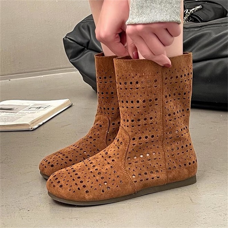 French Uamtor Hollow-Out Sandals for Women 2026 Spring/Summer New British Style Thin Birkenstock Short Boots Clogs