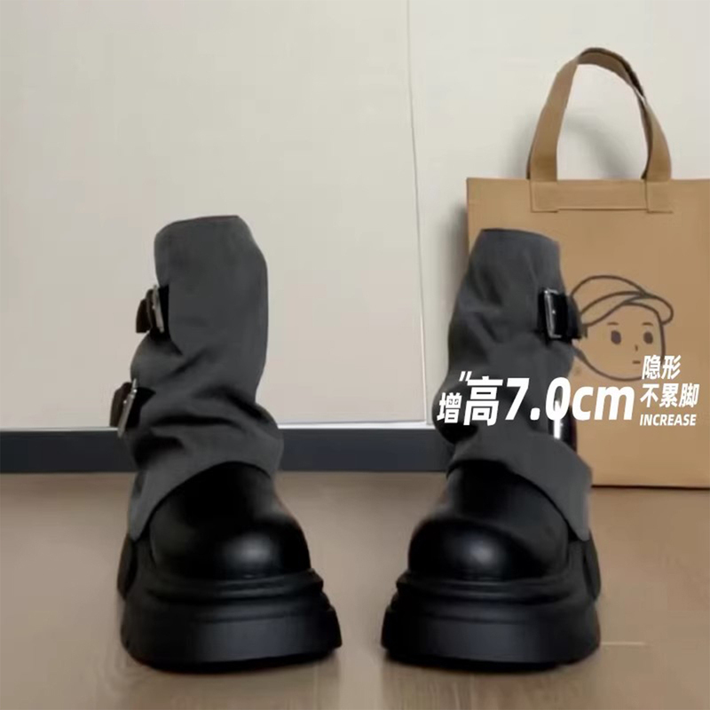 French Uamtor Thick-Soled Chunky Heel Hidden Heel Short Boots for Women 2026 Spring/Summer New Versatile Leather Booties