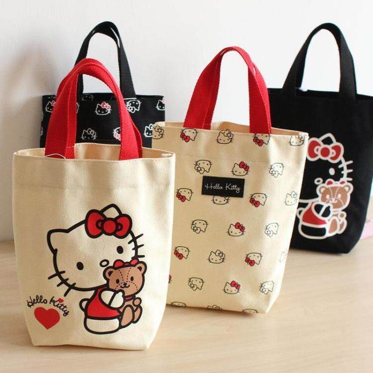 Мода холст 2025新款kitty帆布包便携帆布礼品袋小巧上班小号手拎便当包手提