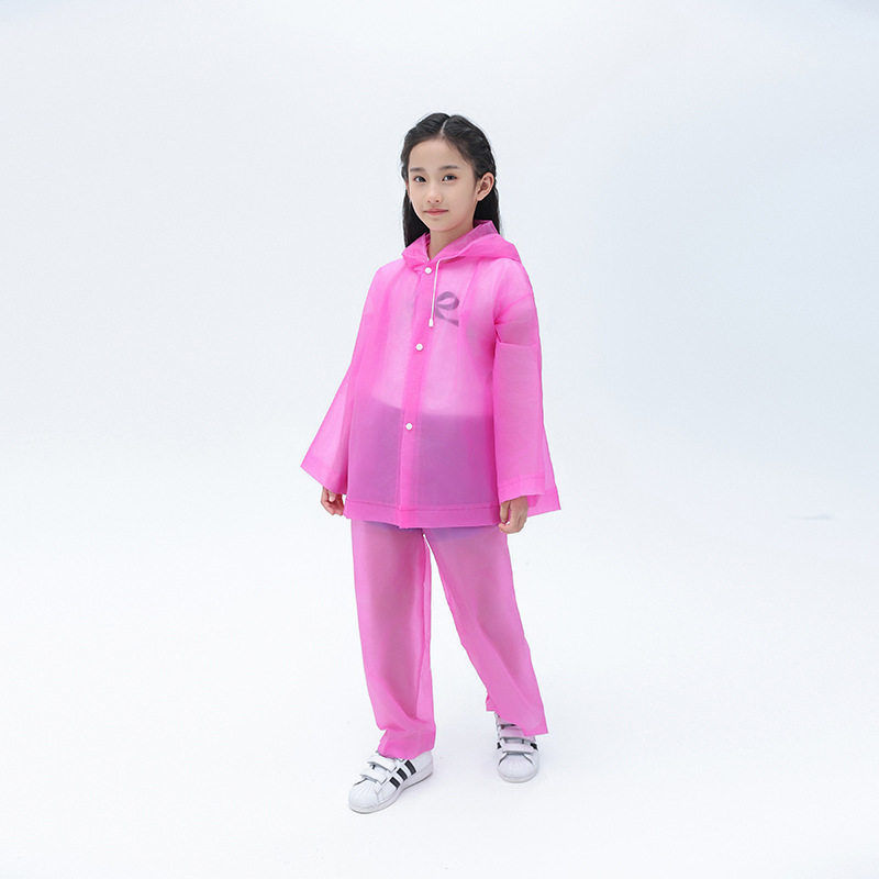 Children's Raincoat and Rain Pants Set, Waterproof Full-Body One-Piece, Girls' School Style New Model, Suitable for School and Cycling