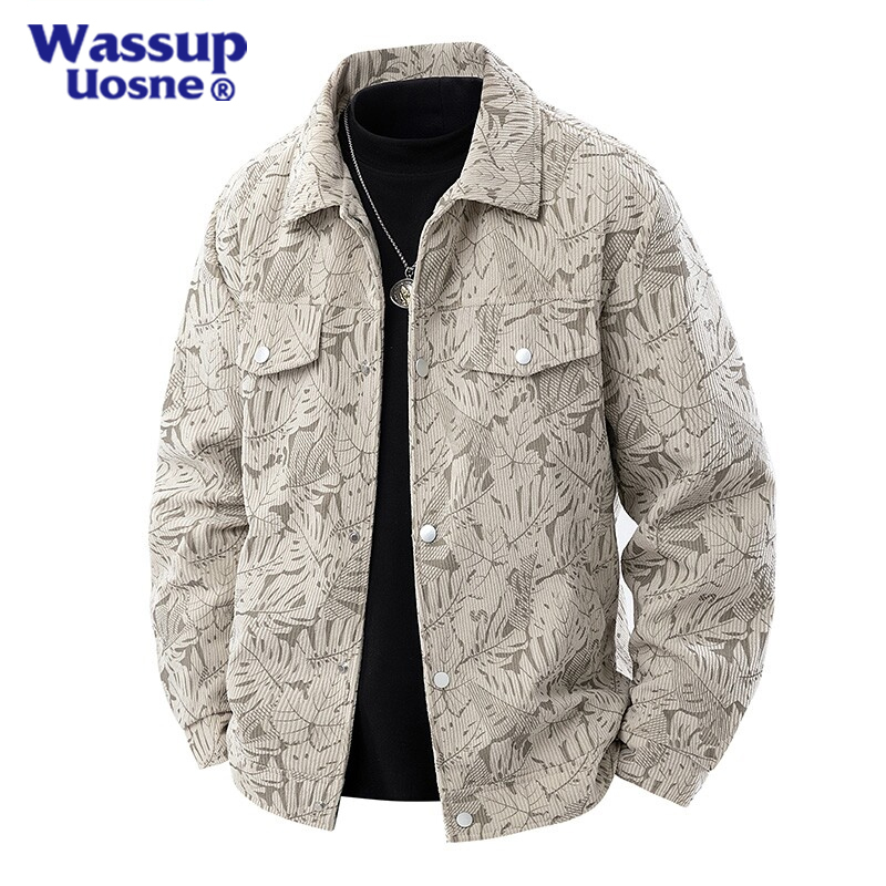 Wassup Uosne Corduroy Men's Jacket Loose Large Size Spring and Autumn Stylish Casual Top Padded Jacket Wassup Uosne Corduroy Men's Jacket Loose Large Size Spring and Autumn Stylish Casual Top Padded Jacket