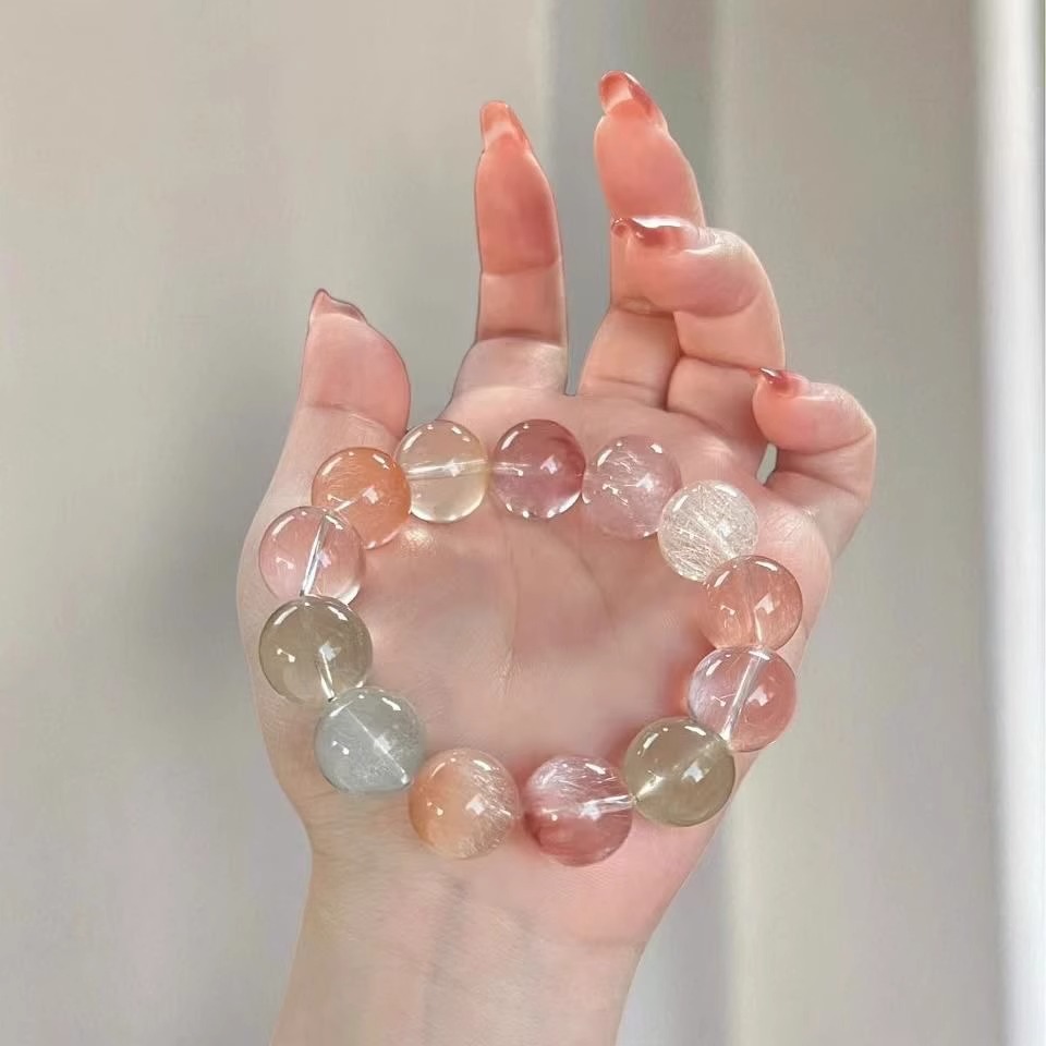 彩兔毛手串琉璃糖果色清新百搭女彩虹多宝精品手链高档情人节礼物