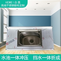 ^Household kitchen cabinets and countertops stainless steel stove countertops custom-made stainless steel integrated cabinets sink cabinets