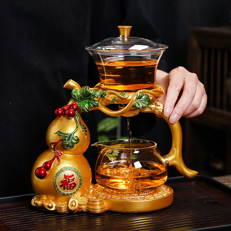 Новый стеклянный чайный сервиз Fulu из двойной коллекции lazy tea artifact, высококачественный полуавтоматический магнитный чайник, прямые продажи