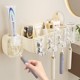 Japanese Imported Household Toothbrush Holder, No-Drill Wall-Mounted Toothbrush Rack with Brushing Cup and Mouthwash Cup for Bathroom
