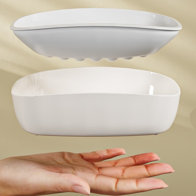 Japanese Soap Box Soap Holder Plastic Household Simple Soap Box with Lid Large Double-Layer Simple Creative Soap Box