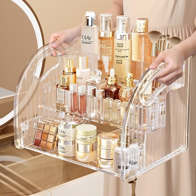 Japanese Imported Desktop Storage Box, High-End Skincare Organizer for Dressing Table, Compartmentalized Storage Rack for Small Items