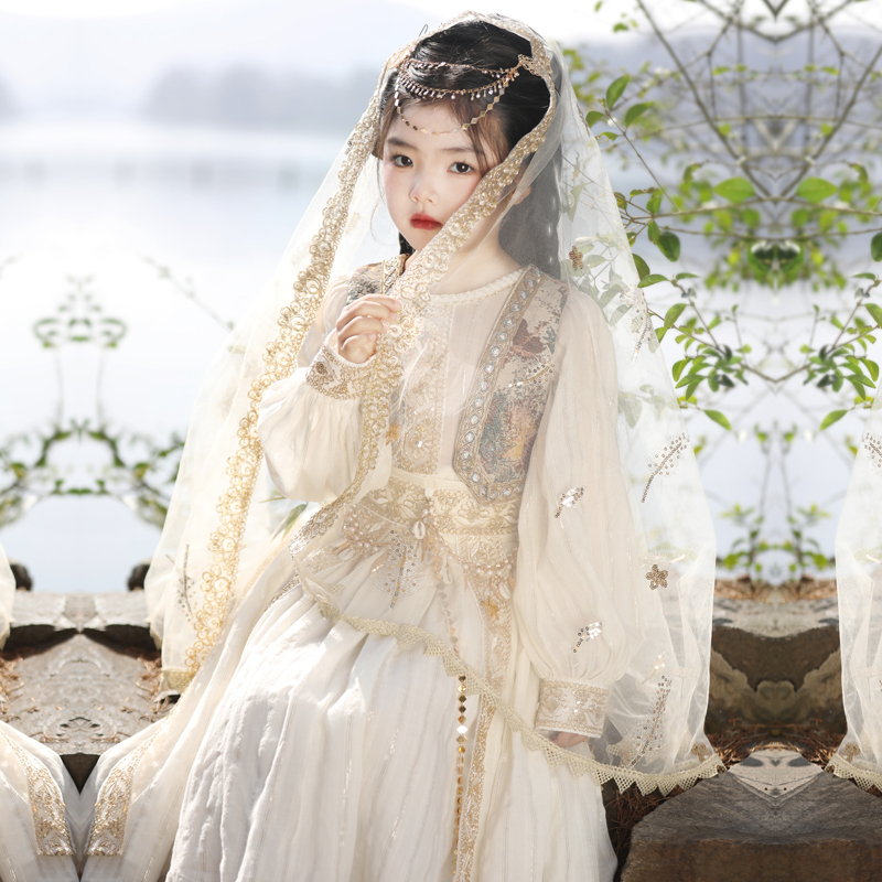 Girls' Hanfu Exotic Princess Dress Ethnic Western Xinjiang Ancient Costume Super Fairy-Like Photography Travel Performance Dress Girls' Hanfu Exotic Princess Dress Ethnic Western Xinjiang Ancient Costume Super Fairy-Like Photography Travel Performance Dress