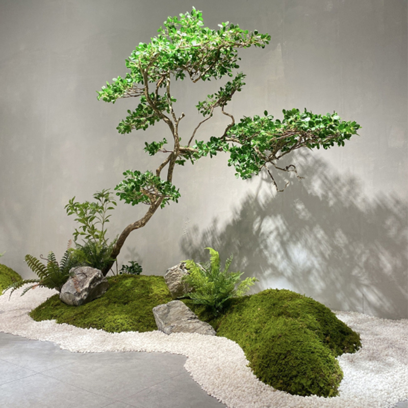 Large Artificial Money Tree, Fake Green Plant, Banyan Tree, Indoor Zen Landscape Decoration, Floor-Standing Ornament