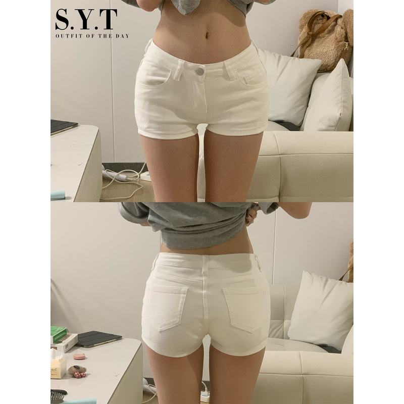 White Denim Shorts for Women 2026 Summer New Low-Waist Elastic Tight-Fitting Slimming Straight-Leg Petite Hot Girl Hot Pants White Denim Shorts for Women 2026 Summer New Low-Waist Elastic Tight-Fitting Slimming Straight-Leg Petite Hot Girl Hot Pants