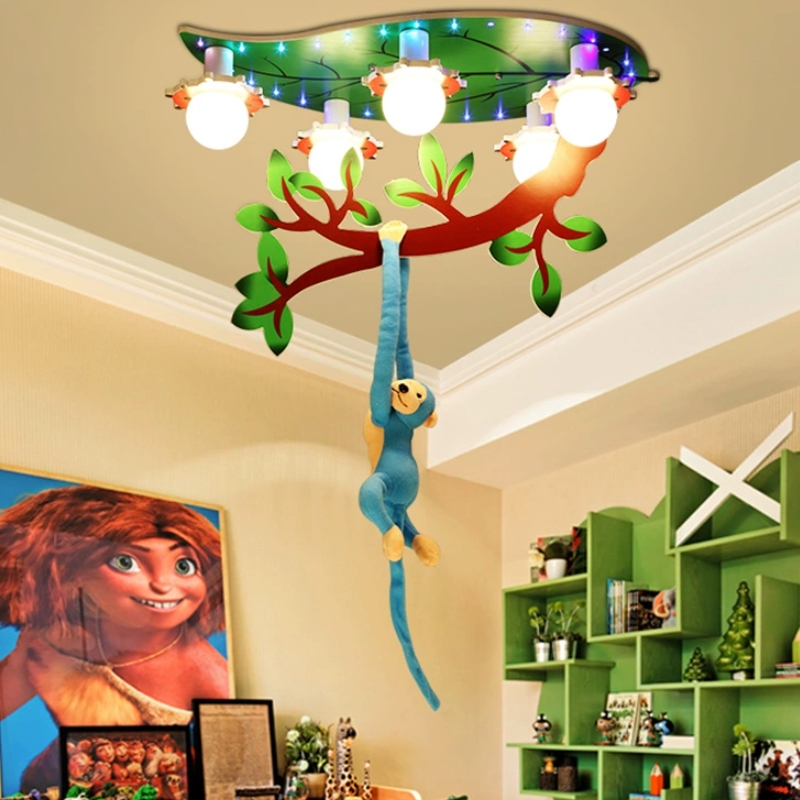 Children's Room Ceiling Lamp Cartoon Monkey Monkey Leaves Bedroom Lamp Boy Girl Room Lamp