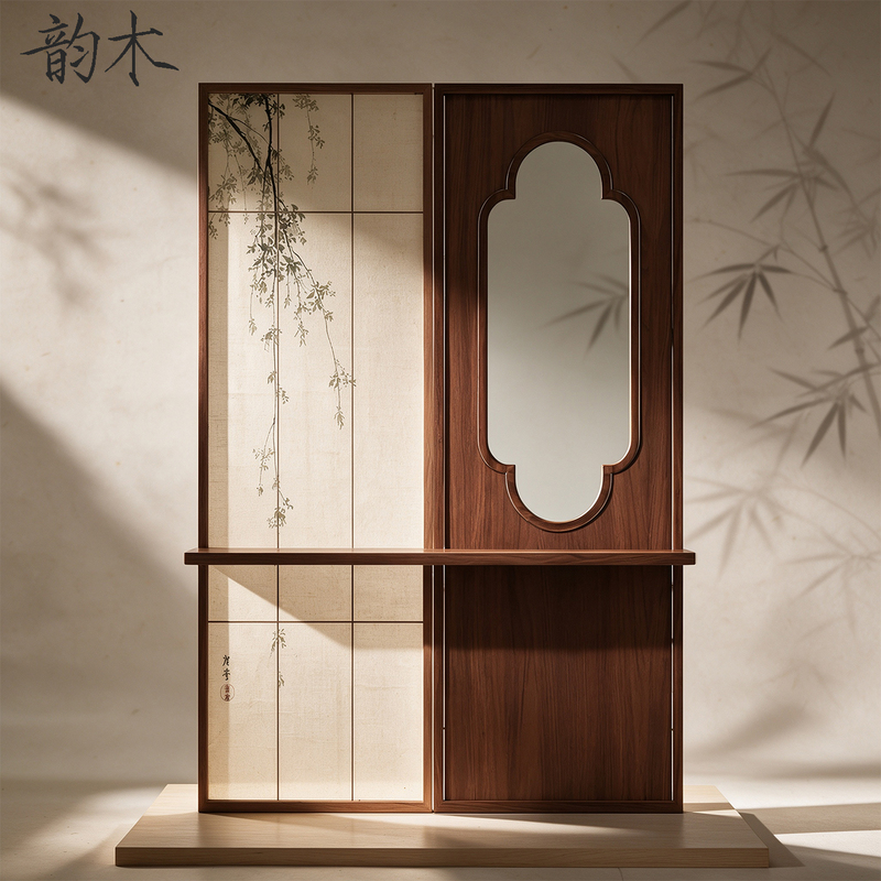 "Yunmu" Song Dynasty Aesthetic Solid Wood Screen Partition for Living Room Entrance, Entryway, Storage Shelf, and Tea Room Decoration