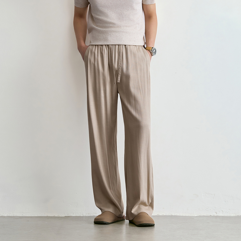 Old Money Style Linen Pants for Men, Trendy Brand Loose Straight-Leg Dress Pants, Wide-Leg Drapey Floor-Length Versatile Casual Trousers