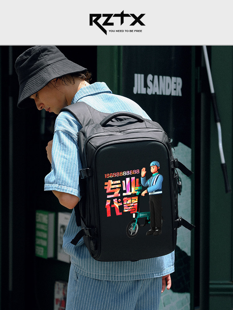 LED SCREEN BACKPACK LUMINOUS ELECTRONIC ADVERTISING BACKPACK MALE DRIVING RIDING SMART LARGE-CAPACITY SCHOOLBAG TIDE