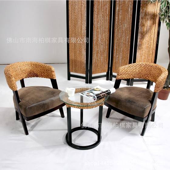 티하우스 등나무 테이블과 의자, 호텔 카페 캐주얼 싱글 등나무 의자 3~5종 세트, 동남아 스타일