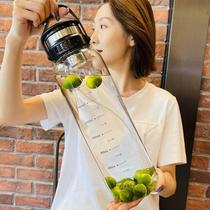 Water cup large capacity glass 2000ml high temperature resistant special drinking cup portable summer kettle with scale