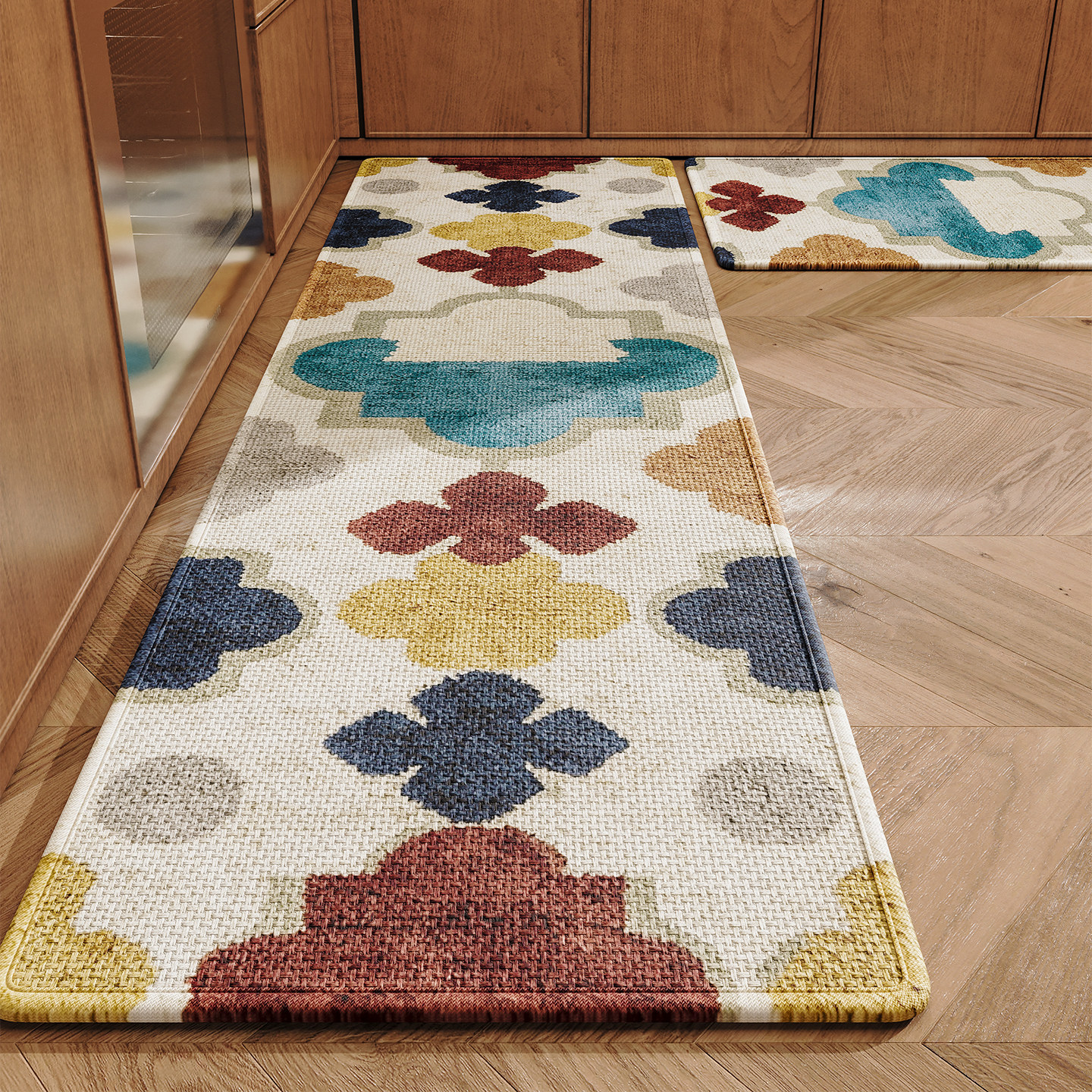 Household no-wash water-absorbent quick-drying kitchen floor mats imitation woven linen anti-slip, dirt-resistant and wear-resistant carpets
