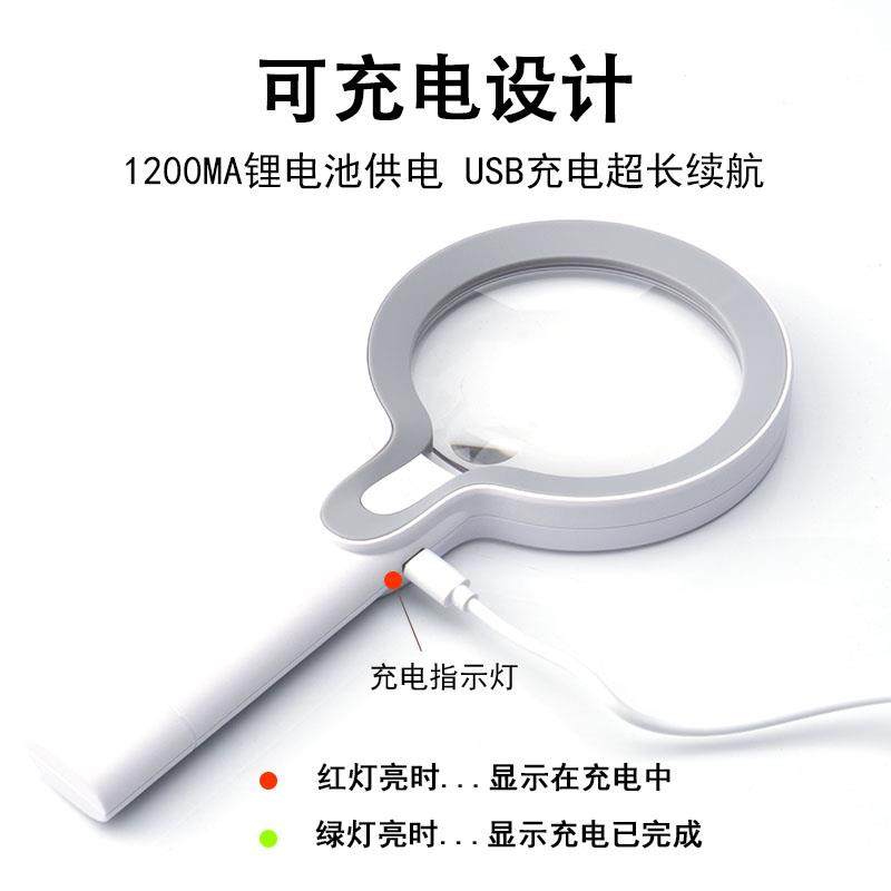 Japanese Handheld Magnifying Glass with Light, Rechargeable, High Magnification, High Definition, for Elderly Reading, Mobile Phone Inspection, High Magnification for Appraisal and Repair, 1000X