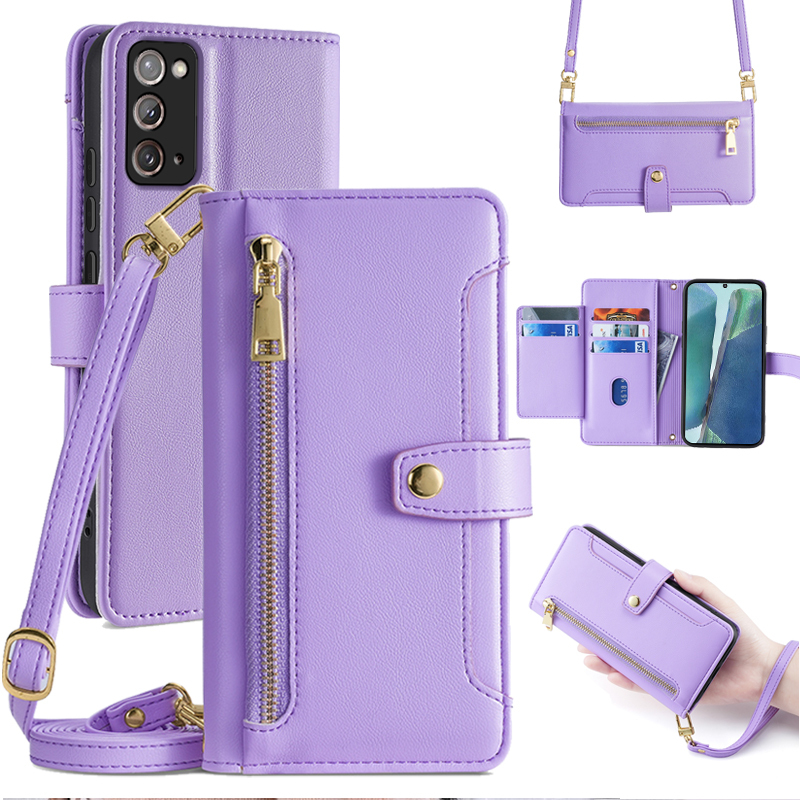 Suitable for Samsung Note20 Phone Case, Crossbody Note20 Ultra Flip Leather Case, Note10+ Full Coverage, Note9 Anti-Drop, Note10 with Strap, Note8 Wallet-Style Card Holder, Genuine Leather Soft