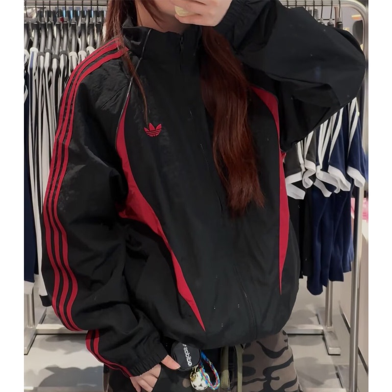 Wang Hedi's Same Style Clover Street Style Unisex Loose Color-Block Jacket Autumn Stand Collar Sports Jacket Kx*819