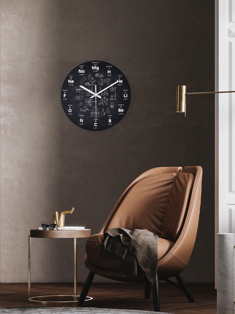 Home Chemistry Digital Wall Clock, Study Silent Clock, Periodic Table, Punch-Free, Theory of Relativity Formula, Glass Clock