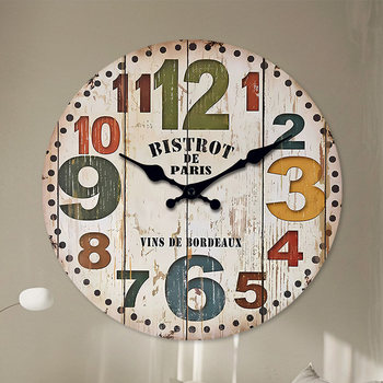 New American-Style Round Retro Wall Clock, Personalized, Silent, Fashionable, Creative Home Quartz Clock for Living Room and Dining Room Walls