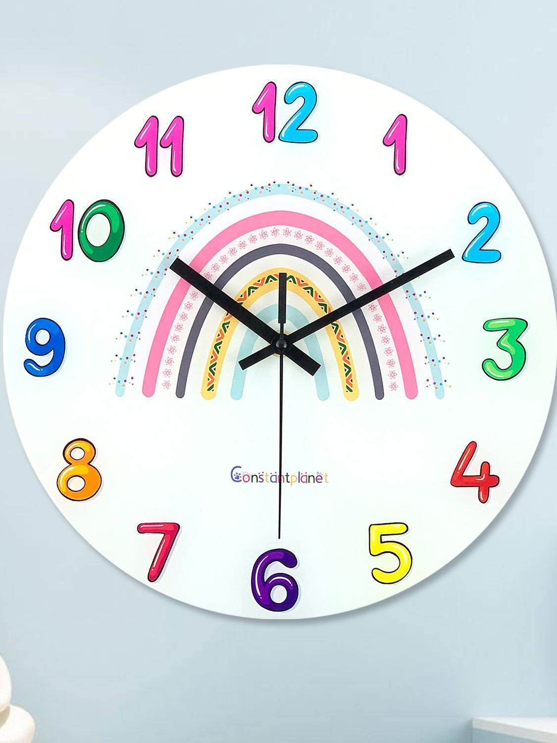 Silent Wall Clock for Living Room and Bedroom, Creative Wall Clock, Simple Modern Clock, Cartoon Glass Clock, Wall-Mounted for Home Use