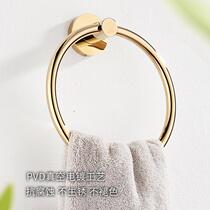 Copper towel ring no punching towel rack towel hanging towel full pole light luxury round bathroom wall hanging towel sanitary manxisheng