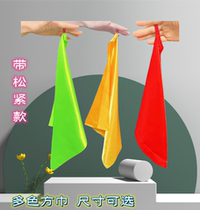Mongolian yangko square dance props elastic band satin red green and yellow square scarf an adult handkerchief