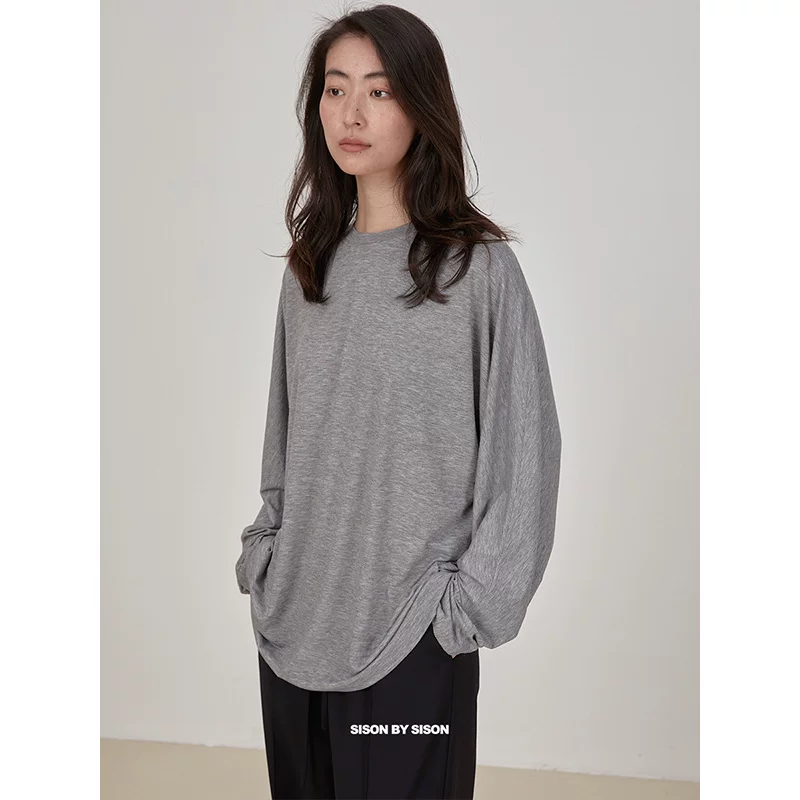 SISON BY SISON [Designer Women's] Simple Wide Edition Lian Sleeve Basic Basic Basic Long -sleeved T -shirt