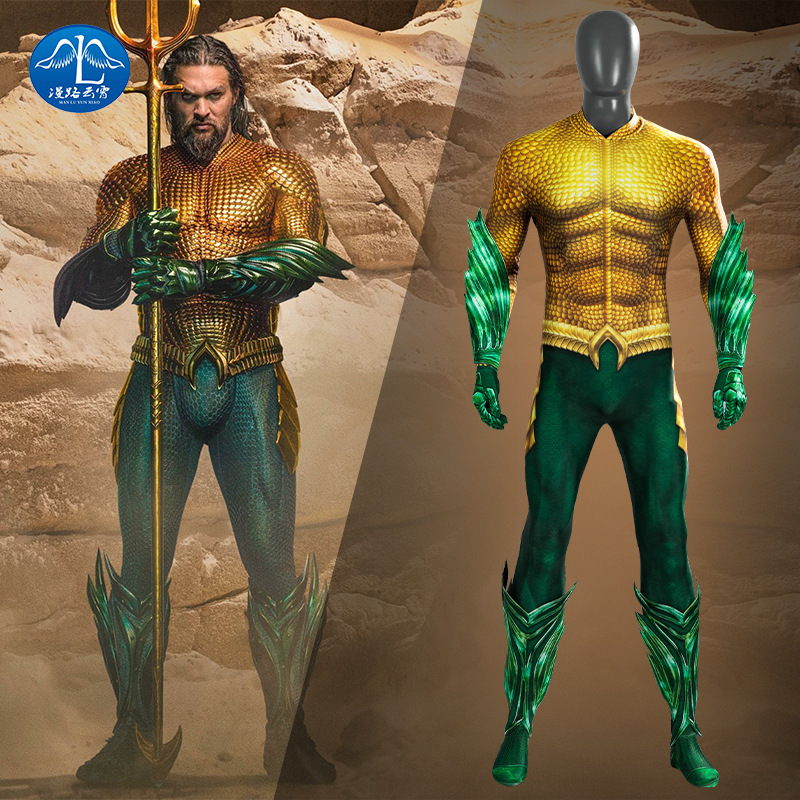 Aquaman 2: the Lost Kingdom Cosplay Costume Gold Battle Armor Tight-Fitting Jumpsuit Movie Replica Costume J23047Ba Aquaman 2: the Lost Kingdom Cosplay Costume Gold Battle Armor Tight-Fitting Jumpsuit Movie Replica Costume J23047Ba