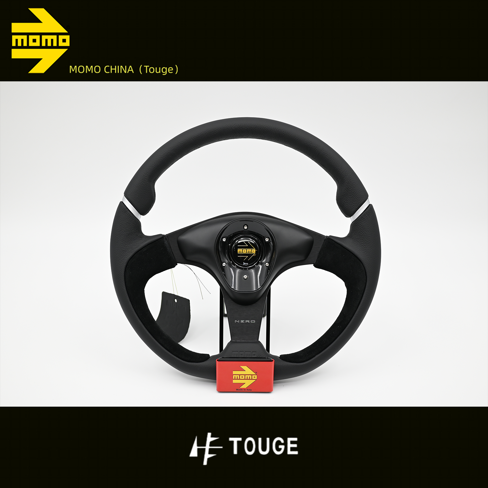 パーツ MOMO NERO N-2 350mm Momo Nero Steering Wheel - 350mm Leather Combo - Wheel Mod – WheelMod