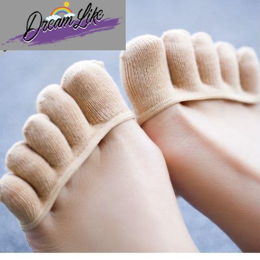 5-Toe Socks for Women, Ultra-Invisible Half-Palm Shallow High-Heeled Shoes Socks, Pure Cotton Thin Socks, Silicone Non-Slip Breathable Five-Toe Socks