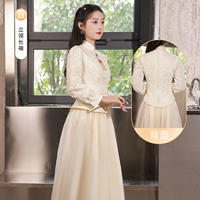 Длинный, цвета шампанского, средней длины