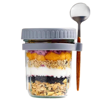 Scaled Overnight Oats Breakfast Cup Glass Mason Seal Cup Portable Covered Spoon Salad Yogurt Cup Cereal