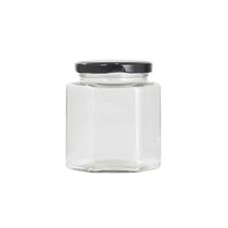 Glass jar with lid food jar hexagonal jam chili sauce sealed jar honey lemon paste hexagonal glass bottle jar
