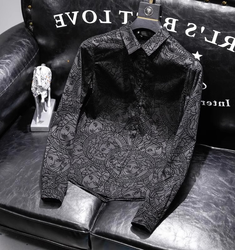 European Trendy Brand Long-Sleeve Shirt for Young Men, Non-Iron, Slim Fit, Printed, Versatile Top for Spring and Autumn 2026