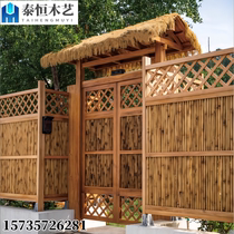 Anticorrosive wood outdoor gatehouse bamboo fence fence garden arch fence wall tourist attraction gatehouse custom wooden door head