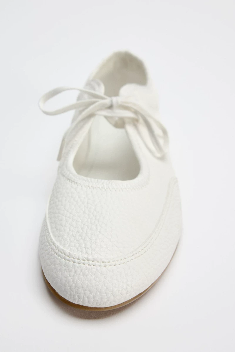 ZARA 2024 autumn new women's shoes white lace fashionable shallow ballet style flat shoes casual flat shoes
