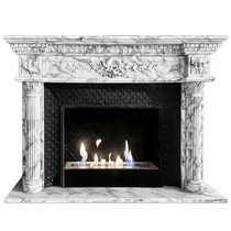 Natural marble fireplace French simple decorative cabinet Bulgari pattern stone carving large white stone fireplace sculpture