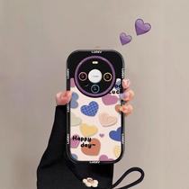 Paris DODO new oil painting love cute with hand strap suitable for Huawei mate60pro 50 mobile phone case