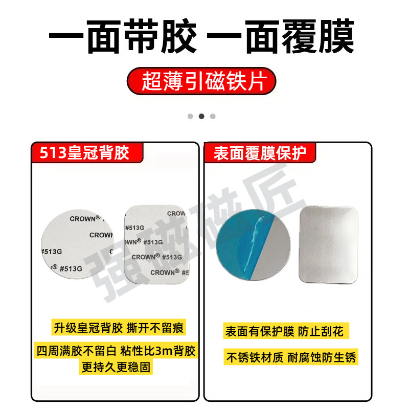 Ultra-Thin Magnetic Sheet, Magnetic Night Light, Refrigerator Magnet, Cup Storage, Car Phone Holder, Round Adhesive-Backed Iron Patch