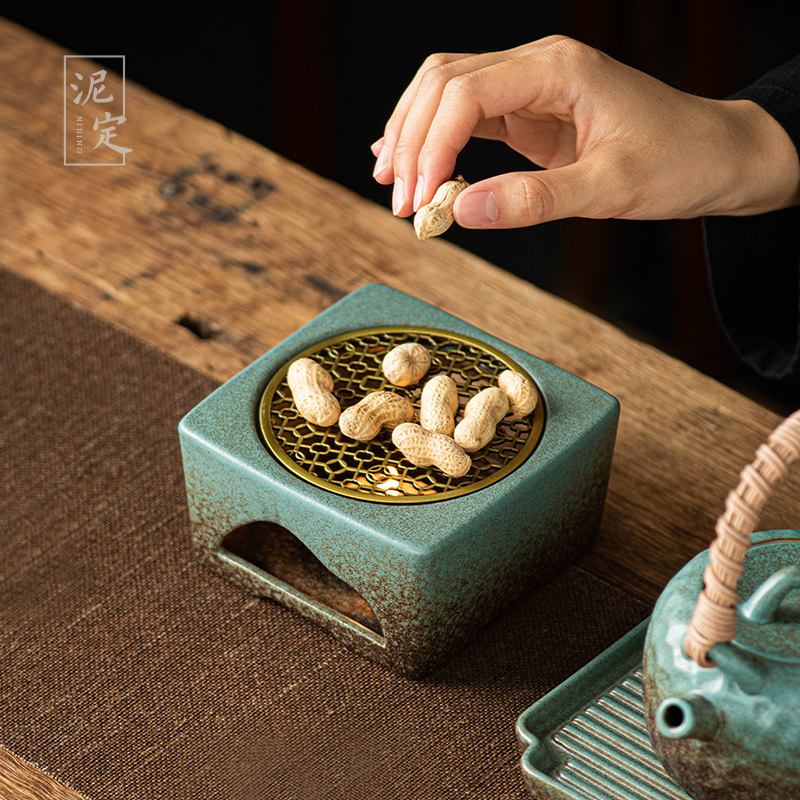 Japanese-Style Candle Tea Stove Set, Tea Warming Stove Base, Open Flame Orange Roasting Stove, Hot Tea Warmer, Tea Heating Stove, Tea Warmer